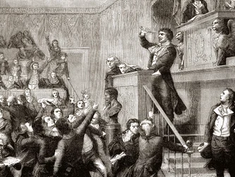 Conventie van 21 september 1792: Jean Paul Marat à la tribune - grav. in 