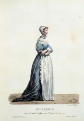 Kostuum van Miss Debrie in de rol van Agnes uit Molière