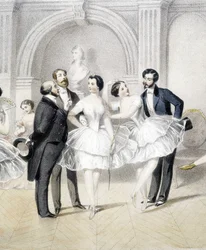 Dansers omringd door mannen in de romantische tijd - n.d.