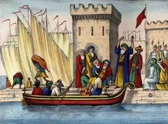 Vertrek van de Moren uit Algiers als gevolg van de Franse kolonisatie