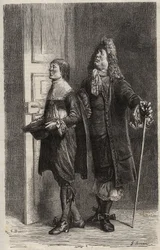 Diafoirus père et fils - gravure voor 