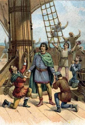 Ontdekking van Amerika door Christoffel Columbus (Cristoforo Colombo) in 1492.
