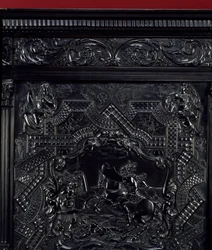 Ebbenhouten praktijk. Horatius Cocles, Romeins held, verdedigt de Subliciusbrug in Rome tegen de aanval van de Etrusken van Porsenna in 507 v.Chr. (detail)