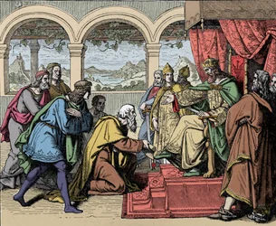 Keizer Frederik I Barbarossa op zijn tweede reis naar Italië in 1158
