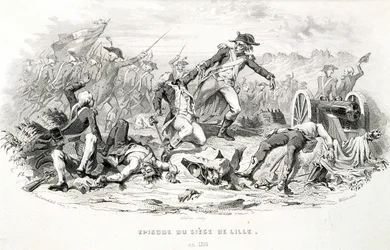 Episode van het beleg van Lille in 1792 - in "Fastes de Gardes nationales de France"