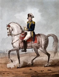 Ruiterportret van Markies Gilbert du Motier de La Fayette (1757-1834), Franse aristocraat, militair officier en politicus - Gravure - Markies van La Fayette (1757-1834), Franse militair en politicus