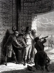Experiment van de Chappe telegraaf uitgevoerd op 12 juli 1793, van Ménilmontant naar Saint-Martin-du-Tertre voor de commissarissen van de Conventie - in 