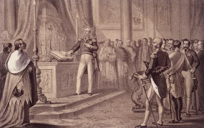 Ferdinand I van Bourbon of Ferdinand IV (1751 - 1825), koning van Napels, opende de grondwet van 1820 - in 