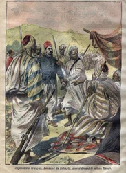 Ferdinand de Behagle (1857-1899) (Franse ontdekkingsreiziger) nam Rabah gevangen en toen liet de sultan hem ophangen in 1899 - gravure in 