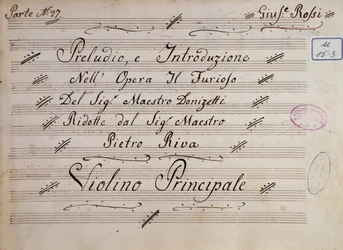 Eerste pagina van de bladmuziek voor viool, Il furioso all