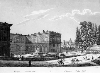 Florence: Uitzicht op het Pitti-paleis aan het begin van de 19e eeuw