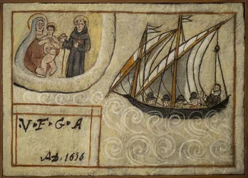 Oud ex-voto zeeman, populaire offer als een belofte van toewijding en dankbaarheid van de zeeman die de gevaren van de zee heeft overleefd, afkomstig uit de Kerk van Carmine, Torre del Greco, nabij Napels 19e eeuw Italië