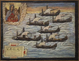 Oud ex voto zeeman, populaire offer als een teken van toewijding en dankbaarheid van de zeeman die de gevaren van de zee heeft overleefd, afkomstig uit de Kerk van de Heilige Maagd van de Boog van Napels (Madonna dell