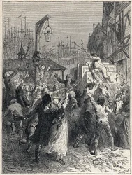 Franse Revolutie: triomf van Honore Gabriel Riqueti, graaf van Mirabeau (1749-1791) bij zijn intocht in de stad Marseille in 1789. Gravure uit 1889. Privécollectie.