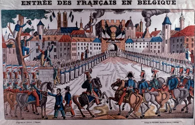 Frans leger trekt België binnen om de Belgische onafhankelijkheid te steunen in oktober 1830