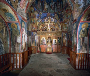 Fresco muren (1192), Panayia Tou Araka Kerk (Kerk van Onze Lieve Vrouw van Pea), Lagoudhera, Troodos bergen, Cyprus