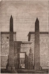 Vooraanzicht van een reconstructie van de Luxor Obelisken in Egypte
