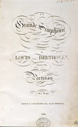 Frontispice van de eerste Duitse editie van de partituur van de Symfonie nr. 1 in C majeur door Ludwig van Beethoven