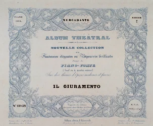 Frontispice van de opera Il Giuramento, door Mercadante (1837)