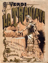 Frontispice van de partituur van de opera La Traviata door Giuseppe Verdi (19e eeuw)