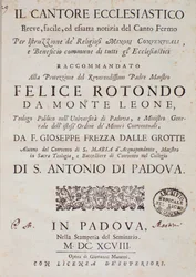 Frontispice van Il cantore ecclesiastico door Giuseppe Frezza dalle Grotte