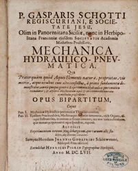 Frontispice van Mechanica Hydraulico Pneumatica door Gaspar Schott