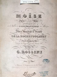 Frontispice van muziekpartituur van Mozes in Egypte door Gioacchino Rossini