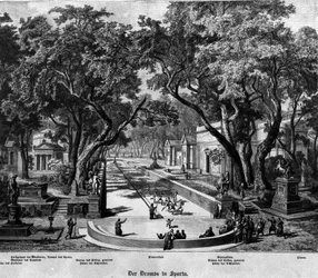 Spelen in Sparta (Griekenland) in de Oudheid. Gravure uit de 19e eeuw.