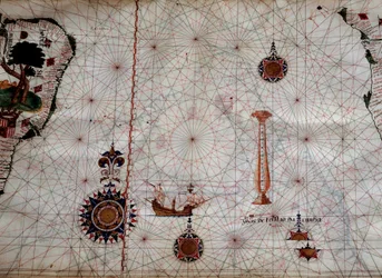 Geografie: detail van een navigatiekaart van Luis Lazare