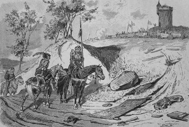 Duitse Boerenoorlog (1524-1526): Karren van boeren in Koenigshofen, Duitsland