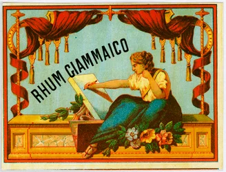 Giammaico rum alcohol advertentie (Chromolithografie eind 19e eeuw)
