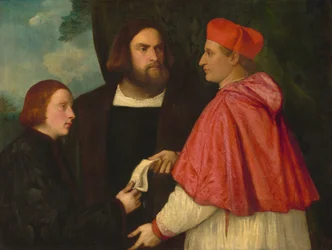 Girolamo en kardinaal Marco Hoek Beleggen Marco, abt van Carrara, met zijn beneficie, ca.1520-1525 (olieverf op doek)