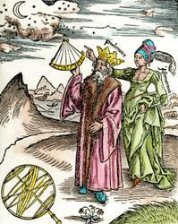 Griekse astronoom Claudius Ptolemaeus met een sextant en astronomie