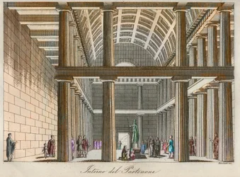 Griekse beschaving - Ideale reconstructie van het Parthenon in Athene - gravure uit 