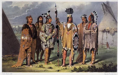 Groep van zes indianenhoofden - in 