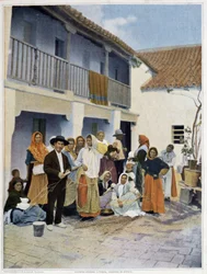 Groep zigeuners in Triana, buitenwijk van Sevilla