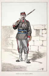 Vredesbewakers mobiliseren (1870-1871). Kleurgravure, ter illustratie van 