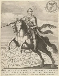 Gustav II. Adolf voor een kaart van Pommeren