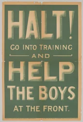 Halt! Ga in training en help de jongens aan het front.