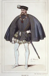 Hendrik II, Koning van Frankrijk (1519 - 1559) gravure uit 1830