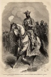 Zijne Hoogheid Syadji Rao Scindia (1846-1886), Maharadja van Gwalior (het huidige Madhya Pradesh). Gravure ter illustratie van l