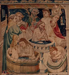 Geschiedenis van Sint Piat en Sint Eleuthère, Scène 7 doop van de verbannen christenen, Detail. De doop.