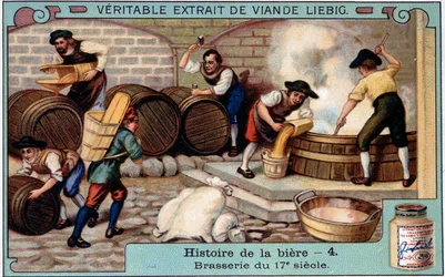 Geschiedenis van bier: brouwerij in de 18e eeuw - Liebig reclame sticker