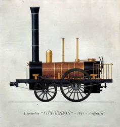 Geschiedenis van het transport: bord dat een locomotief 