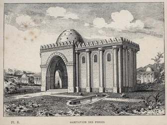 Huisvesting Perzen - gravure uit 1889 in 