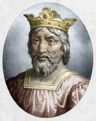 Hugues Capet (941-996), Koning van Frankrijk, stichter van de Capetiaanse dynastie. Gravure uit de 19e eeuw.