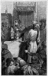 Honderdjarige Oorlog - La Jacquerie (1358): de koopman Etienne Marcel (1315-1358) en de schepen Jean Maillart, een van de leiders van de royalistische partij, tijdens de Jacquerie, een opstand van de boeren tegen de Franse adel. Gravure in 