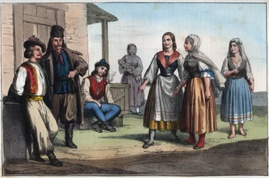 Hongaarse boer in de 19e eeuw - gravure uit ‘Usi e Costumi di Tutti i Popoli dell