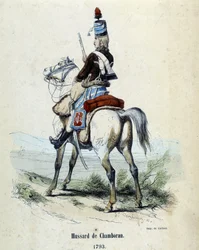 Hussard de Chamboran in 1793 te paard.