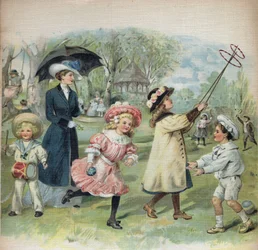Illustratie in "La jour de Ginette et Raymond", begin 20e eeuw.